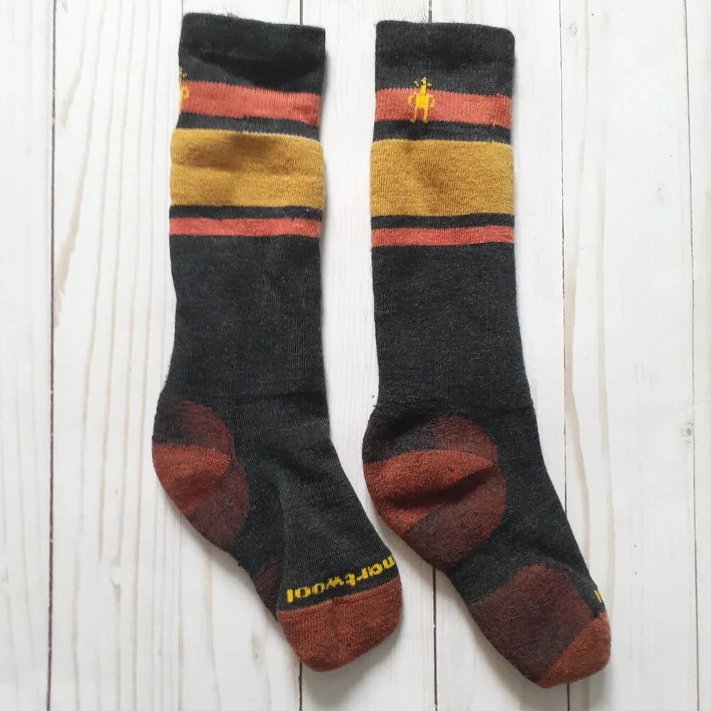 Smartwool Kid's Beanie & Wintersport Over The Calf Socks Black & Charcoal Size M